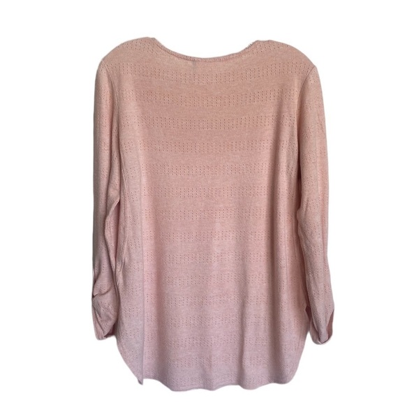 Anthropologie Akemi + Kin Sylvie Pointelle Tunic Top  Roll Tab Sleeve - Picture 5 of 9